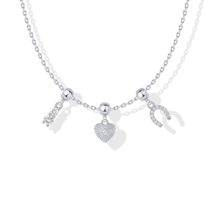 Slidable Triple Charms Beaded Collarbone Necklace, 8 Themed DIY Pendant Sets, Gold & Silver Two Tones Available