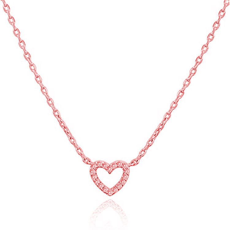 Hollow Heart Pave Necklace