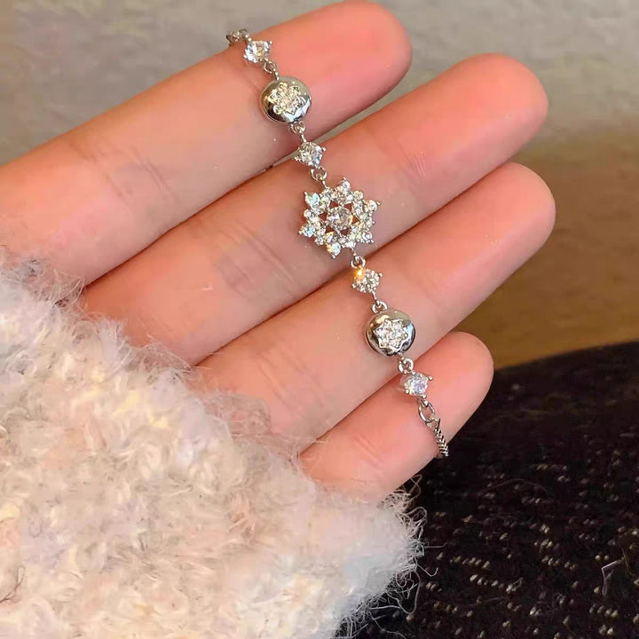 Sparkling Snowflake Diamond Adjustable Delicate Bracelet