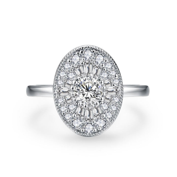 Oval Multi‑Layer Halo Paved Diamond Ring, Two‑Tone Options