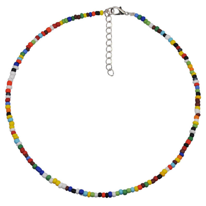 Macaron Frosted Mini Bead Choker, Multi-Color Simple Adjustable Thin Beaded Clavicle Necklace