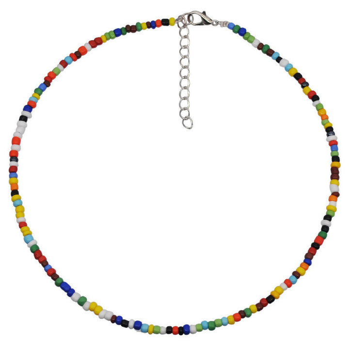 Macaron Frosted Mini Bead Choker, Multi-Color Simple Adjustable Thin Beaded Clavicle Necklace