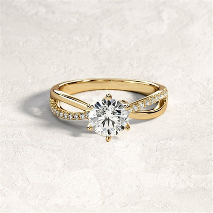 Twisted Shank Six-Prong Solitaire Diamond Ring
