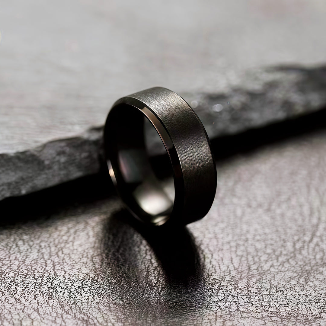 8mm Brushed Beveled Titanium Steel Band Ring, Multi-Color Minimalist Unisex Plain Ring for Men & Women