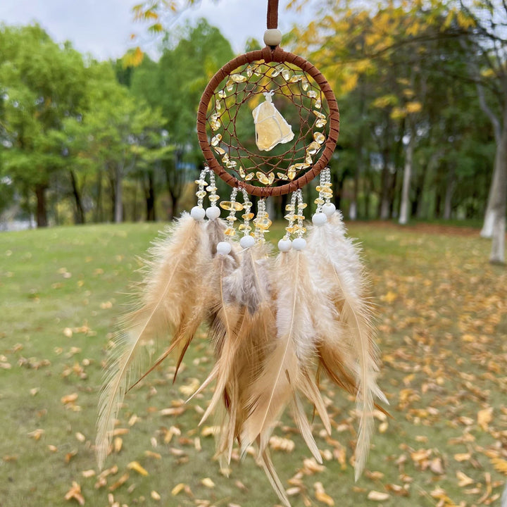 Crystal Cluster Feather Dreamcatcher Ornament (Healing Spiritual Style Series)