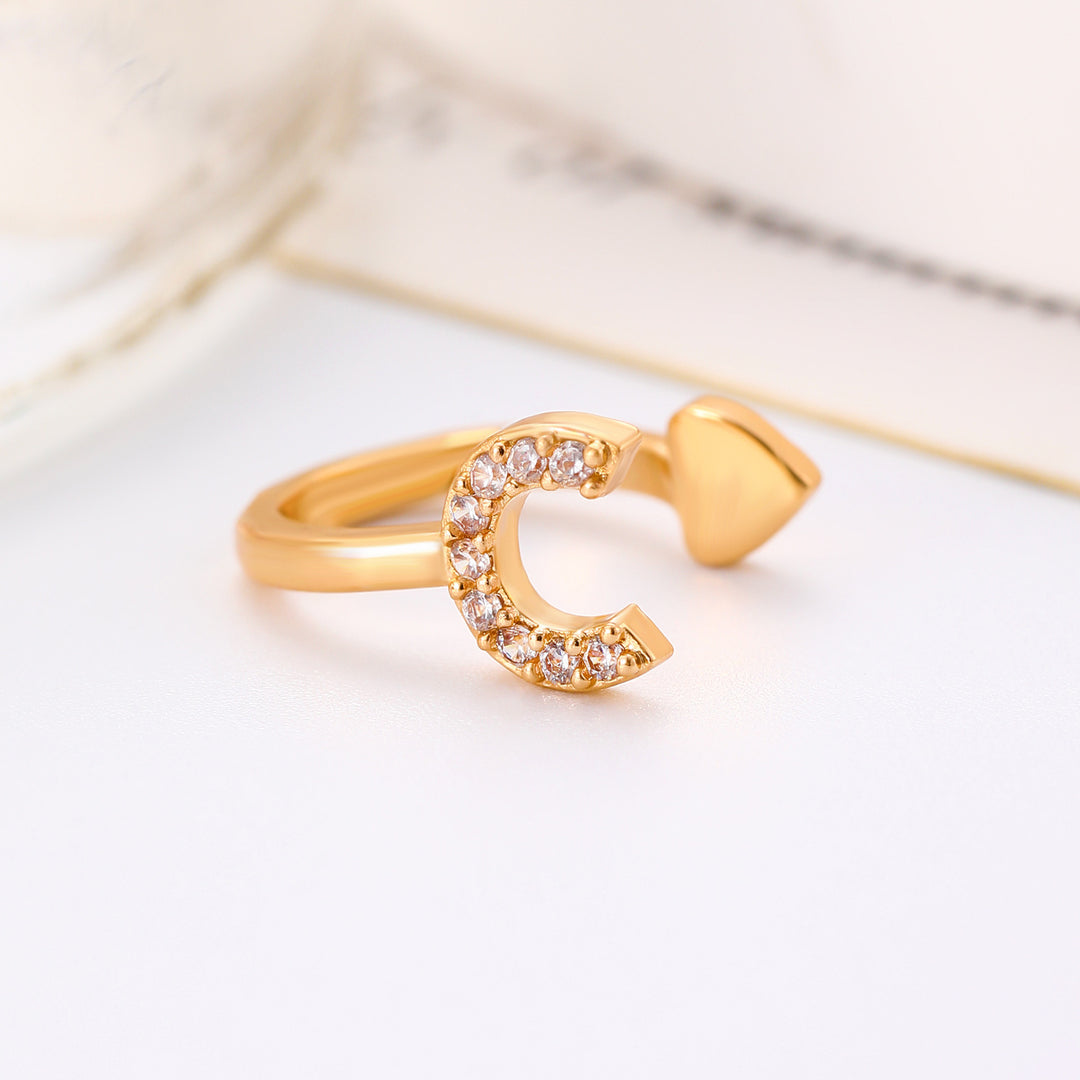 A-Z 26 Letters Paved Diamond Ear Cuffs, Adjustable Diamond Ear Cuffs For Non-Pierced Ears