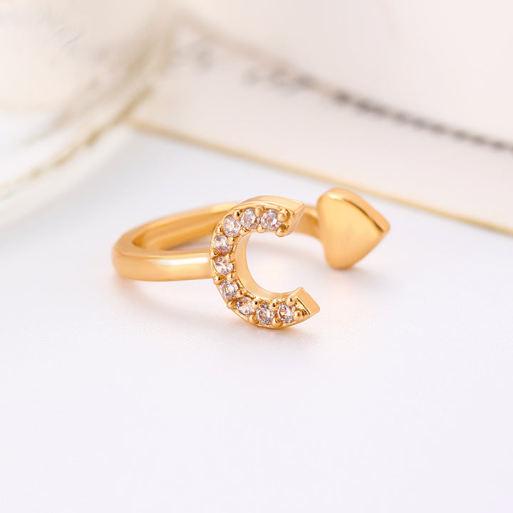 A-Z 26 Letters Paved Diamond Ear Cuffs, Adjustable Diamond Ear Cuffs For Non-Pierced Ears