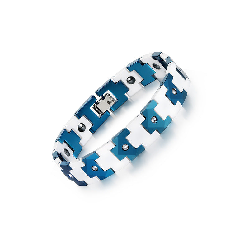 Men's Premium Magnetic Therapy Ceramic Bracelet – Stylish, Anti-Radiation & Health Balance