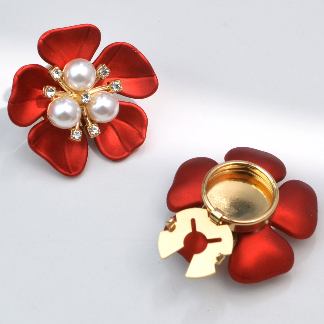 Shell Pearl Flower Shirt Button Covers — Turtle Cuff Clips & Fashion Accessories