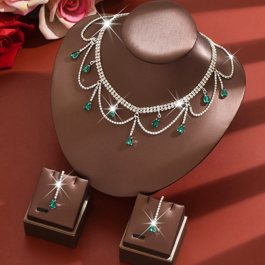 Tassel Drop Rhinestone Choker & Earring Set (Light Luxury Gala Accessory Set)