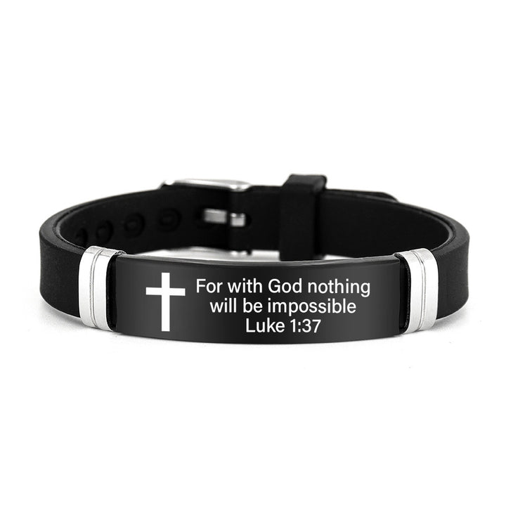 Cross & Scripture Silicone Bracelet Set (Inspirational Faith Wristband)