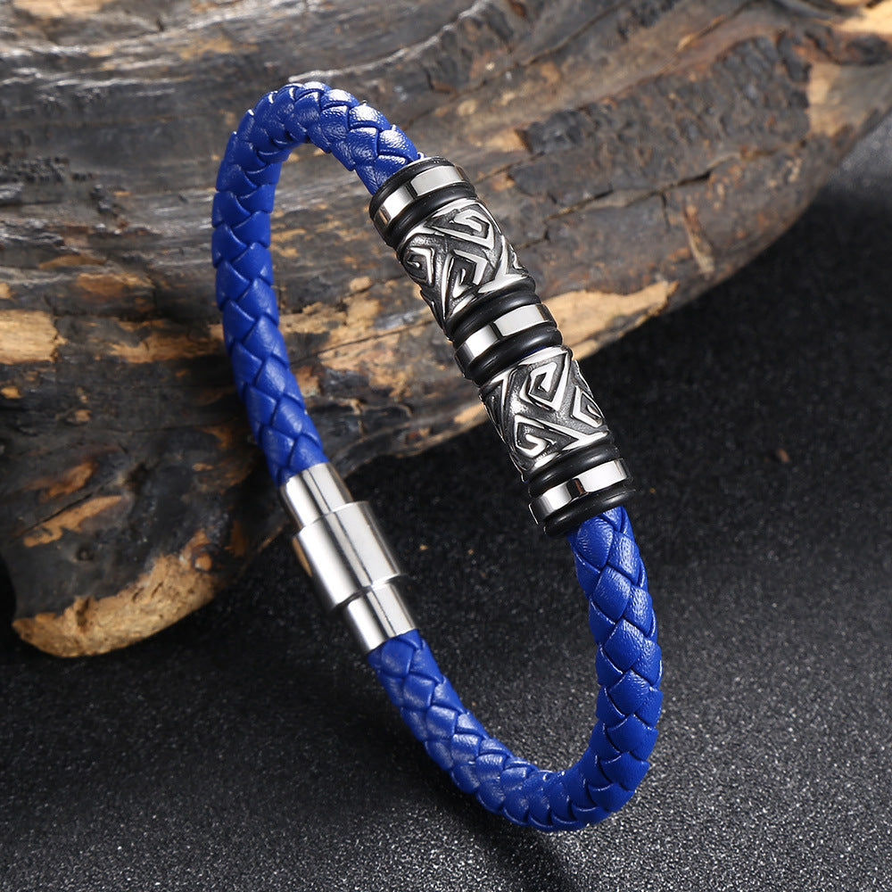 Titanium Steel & Genuine Leather Braided Bracelet · Trendsetter Essential