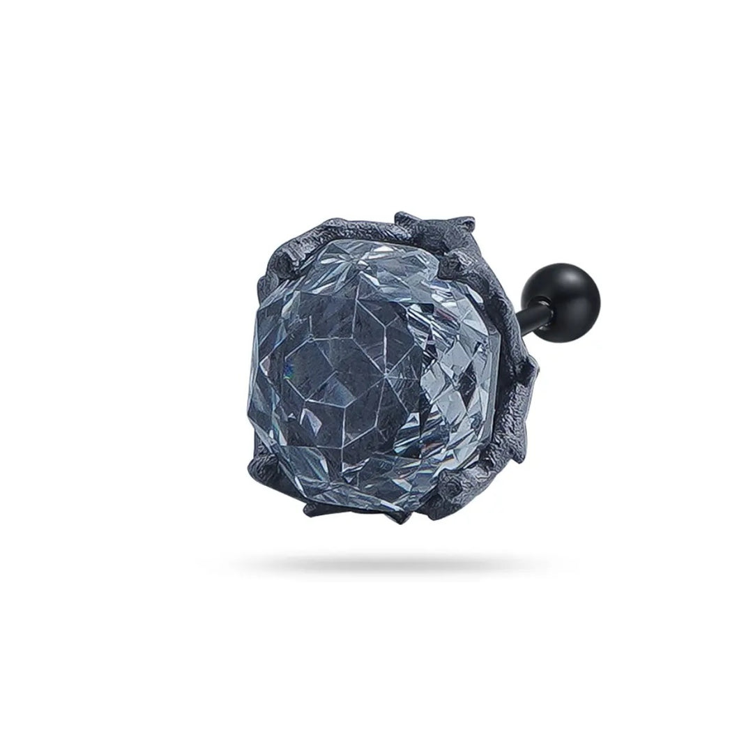 Dark Thorn Rose-Cut Single Diamond Screw-back Earring (Unisex)