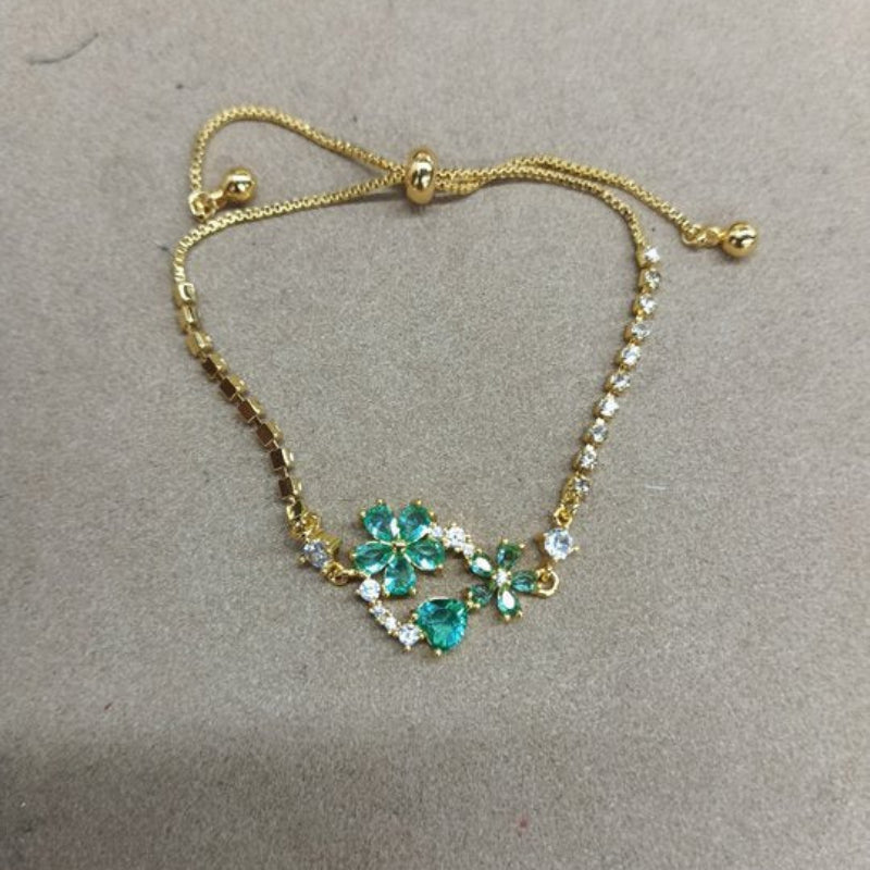 Multicolor Floral Adjustable Pull Bracelet, Multi Diamond Flower Elegant Women Jewelry