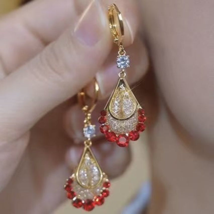 Teardrop Filigree Gemstone Drop Earrings (Luxury Vintage Elegant Earrings)