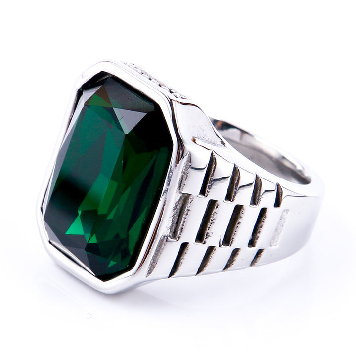 Multi-Color Gem Wide-Face Men's Ring (Light Luxury Bold Style)