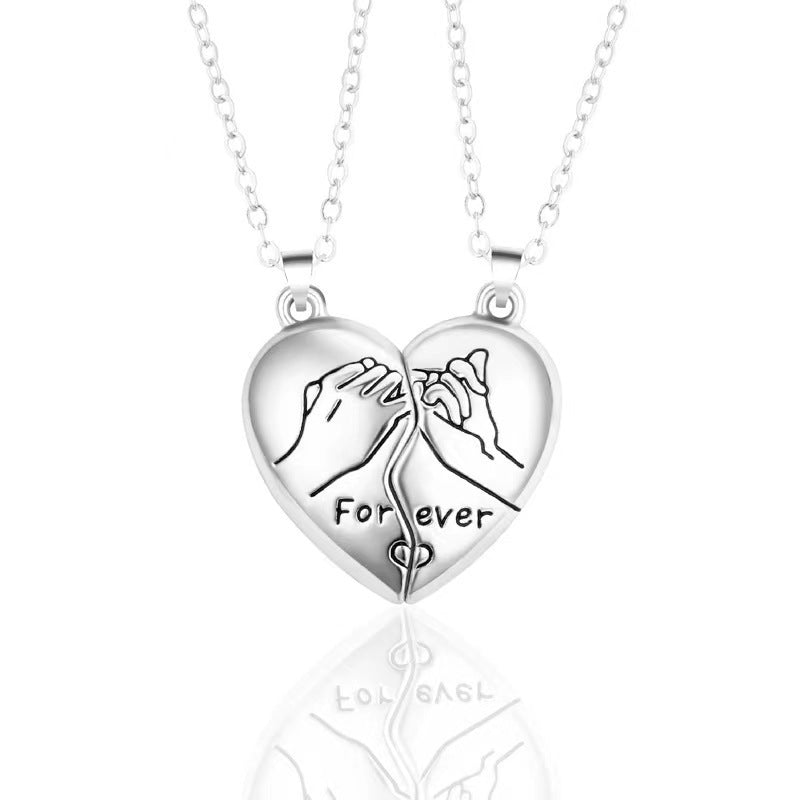 Creative Pinky Promise Heart Magnetic Couple Necklace