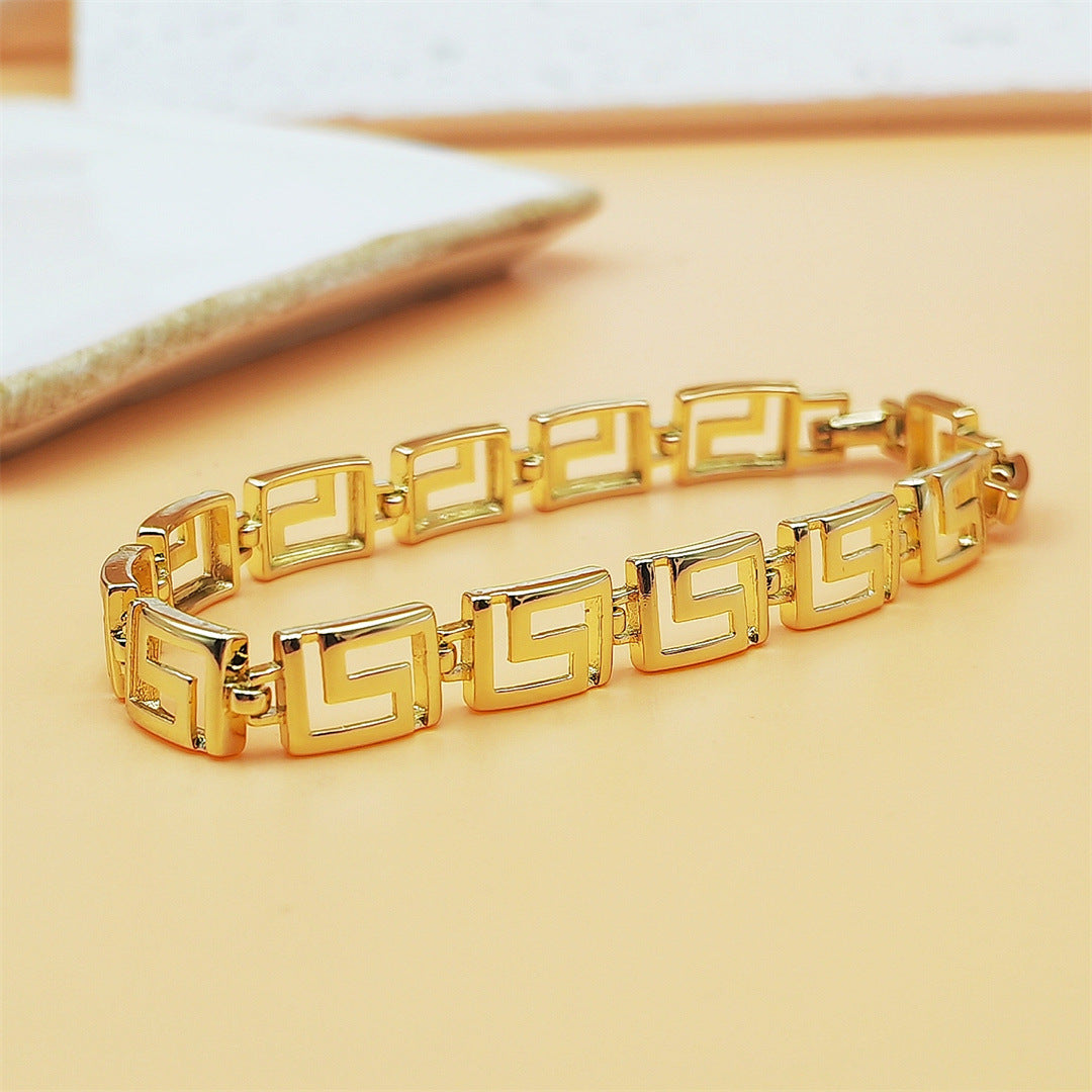 Geometric Square Maze‑Link Chain Bracelet