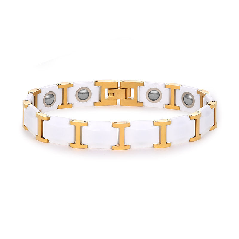 Men's Premium Magnetic Therapy Ceramic Bracelet – Stylish, Anti-Radiation & Health Balance