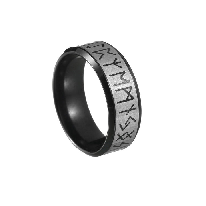 Viking Rune Two-Tone Matte Ring, S925 Silver Minimalist Unisex Couple Band, 4 Colors Gold/Silver/Black/Blue