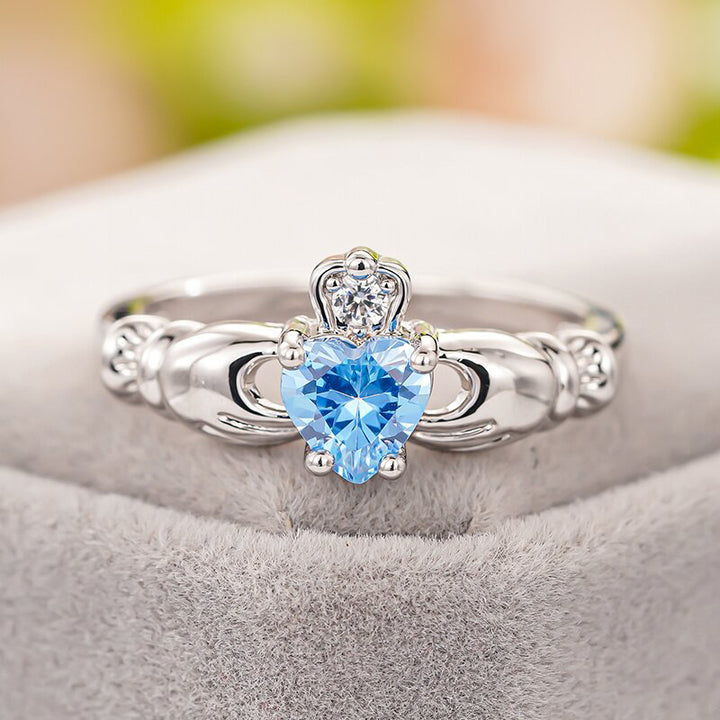 Claddagh Heart & Crown Diamond Ring (3 Colors Delicate Statement Band)