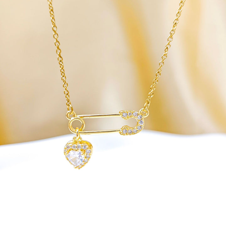 Safety Pin & Heart Diamond Choker (Sweet-Cool Girl Vibe Style)