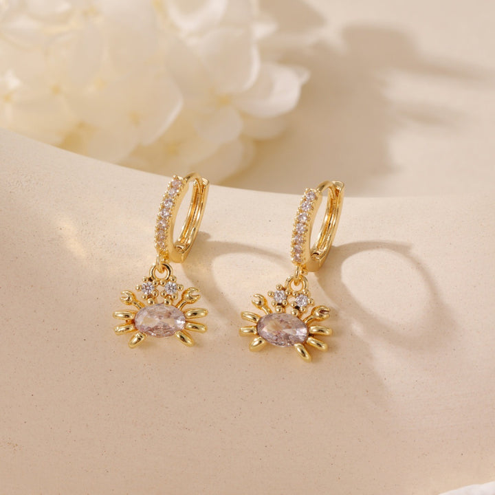 S925 Silver Ocean Series Paved Diamond Huggie Earrings