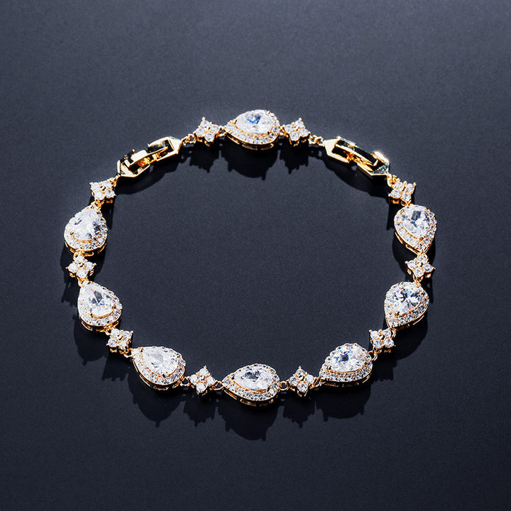 Rose Gold Tone Heart Pavé Diamond Tennis Bracelet (Delicate Luxury Statement Bangle)