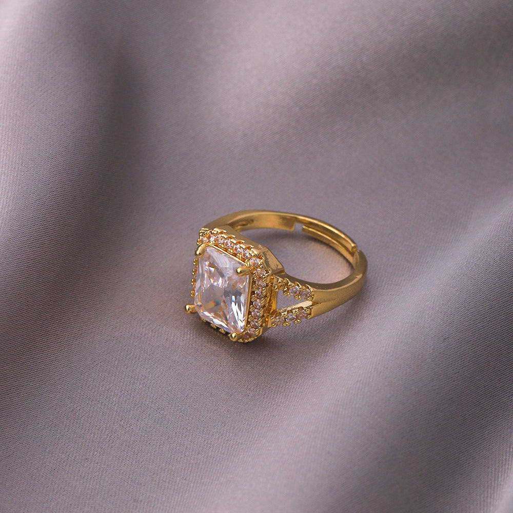 Emerald-Cut Diamond Open Ring (Vintage Luxury Pavé Band)