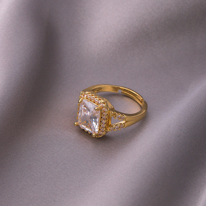 Emerald-Cut Diamond Open Ring (Vintage Luxury Pavé Band)