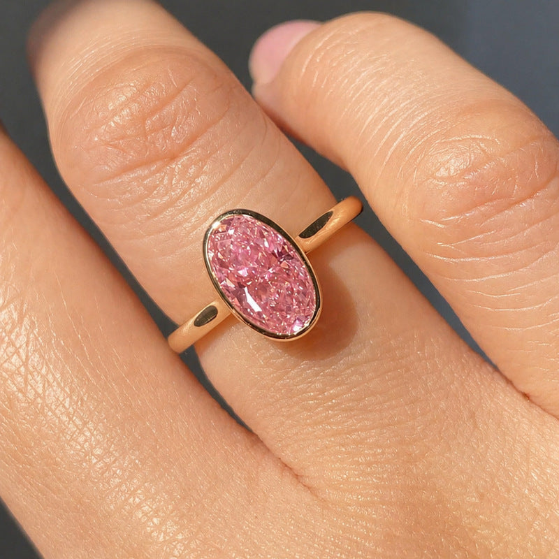Oval Bezel Set Diamond Ring