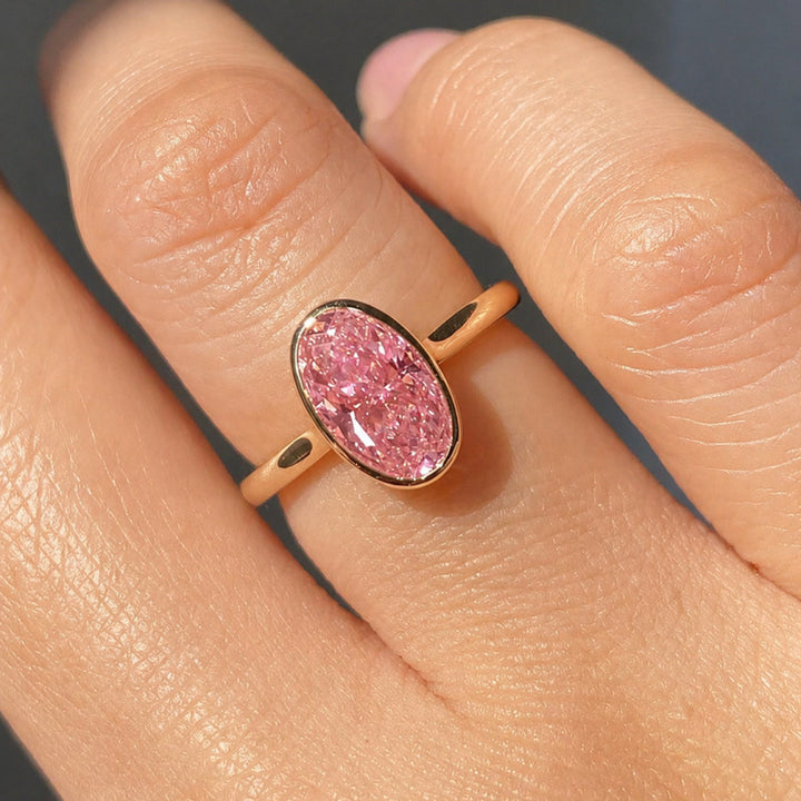 Oval Bezel Set Diamond Ring