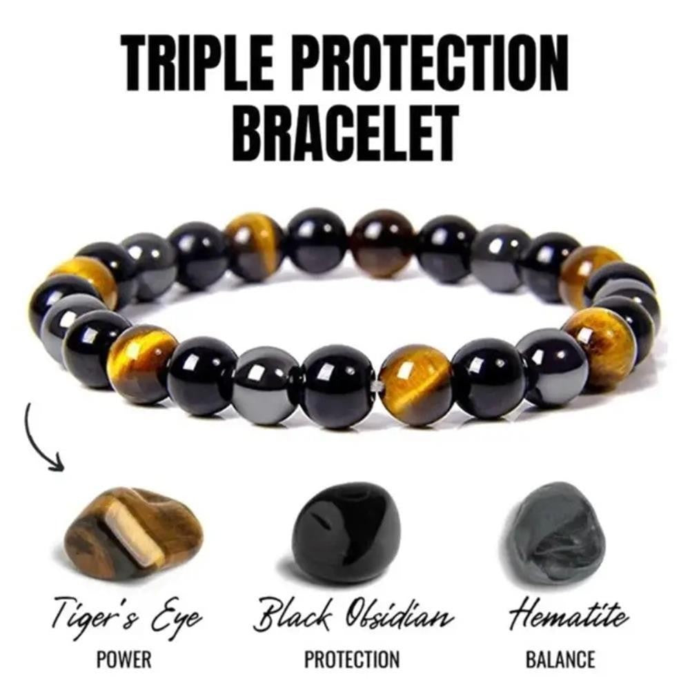 Faceted Black Onyx Stretch Bracelet for Men, Geometric Stone Energy Beaded Bracelet