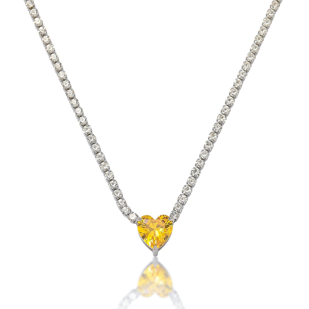 Multi-Cut Colored Diamond Tennis Necklace, Luxury Full Pave Clavicle Chain (6 Styles)