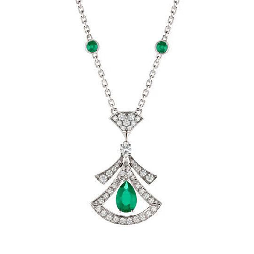 Fan‑Shaped Teardrop Pendant Necklace, Multi‑Color & Multi‑Plating Options