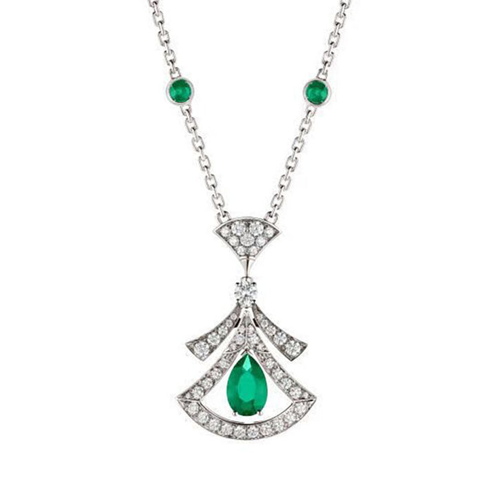 Fan‑Shaped Teardrop Pendant Necklace, Multi‑Color & Multi‑Plating Options