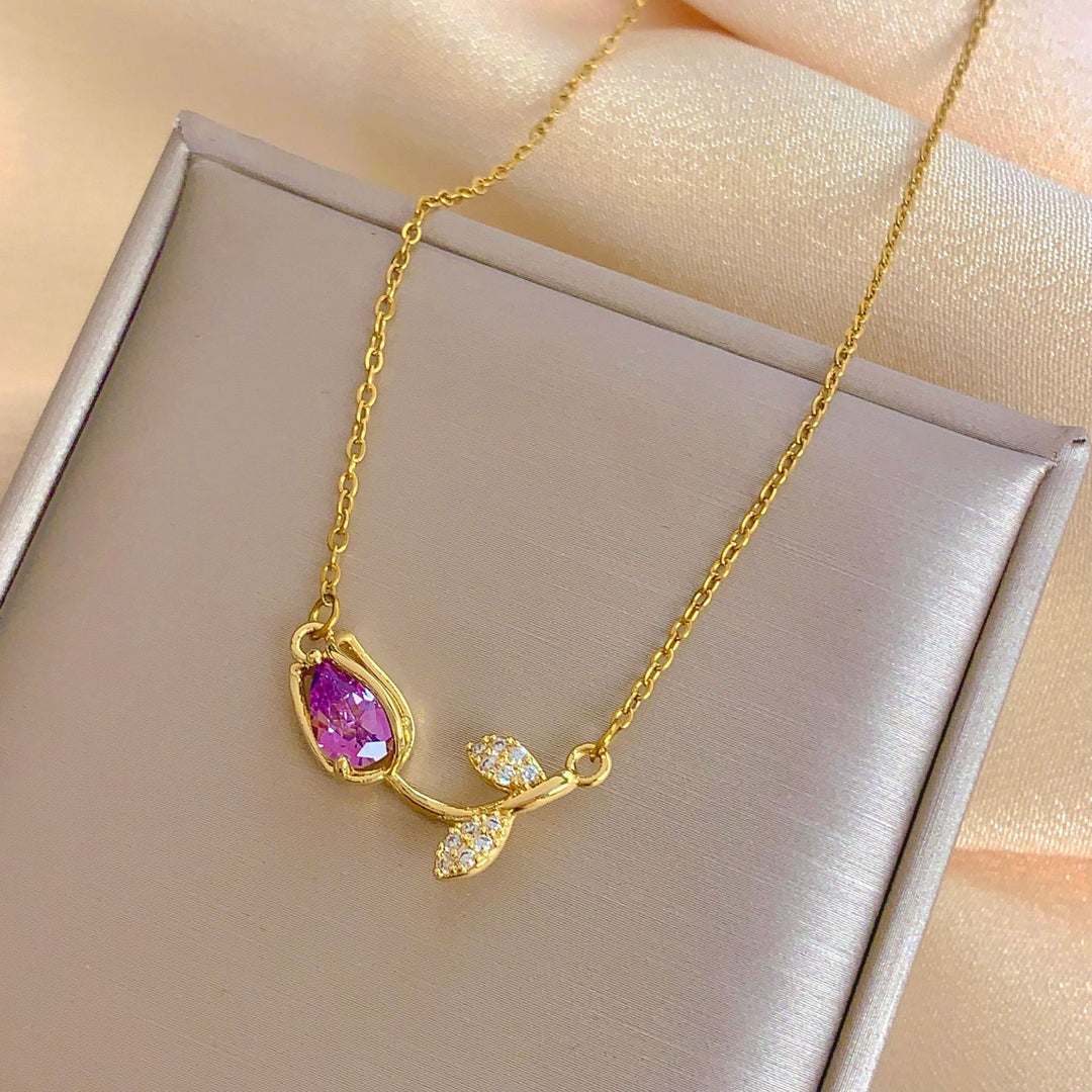 Tulip Gemstone Choker Set (Light Luxury Niche Fresh Necklace)