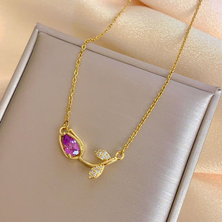 Tulip Gemstone Choker Set (Light Luxury Niche Fresh Necklace)