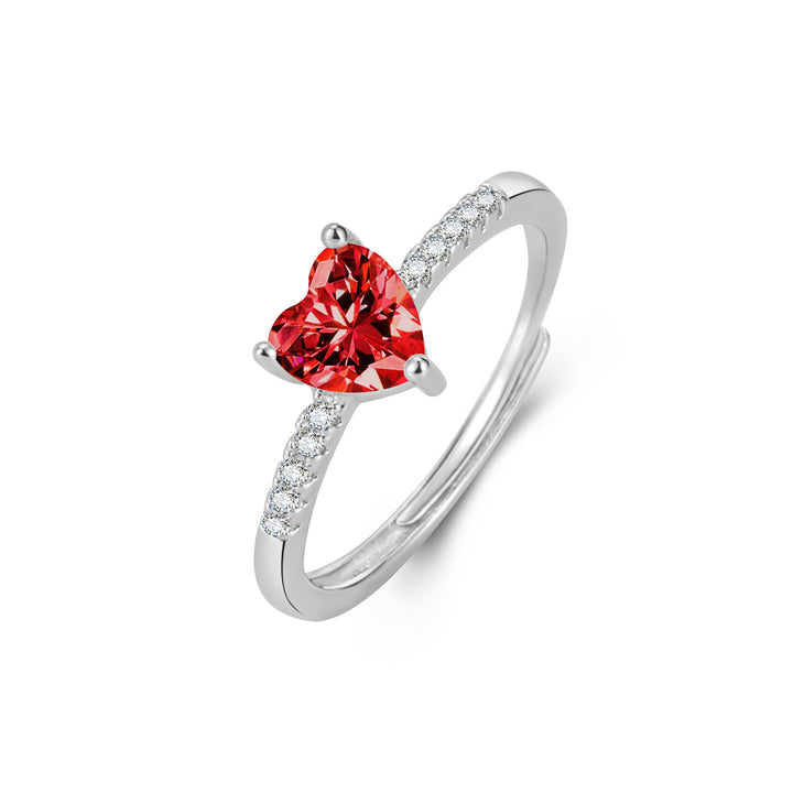 Multi-Color Heart Cut Diamond Open Ring Set (Sweet-Cool Girl Dopamine Style)