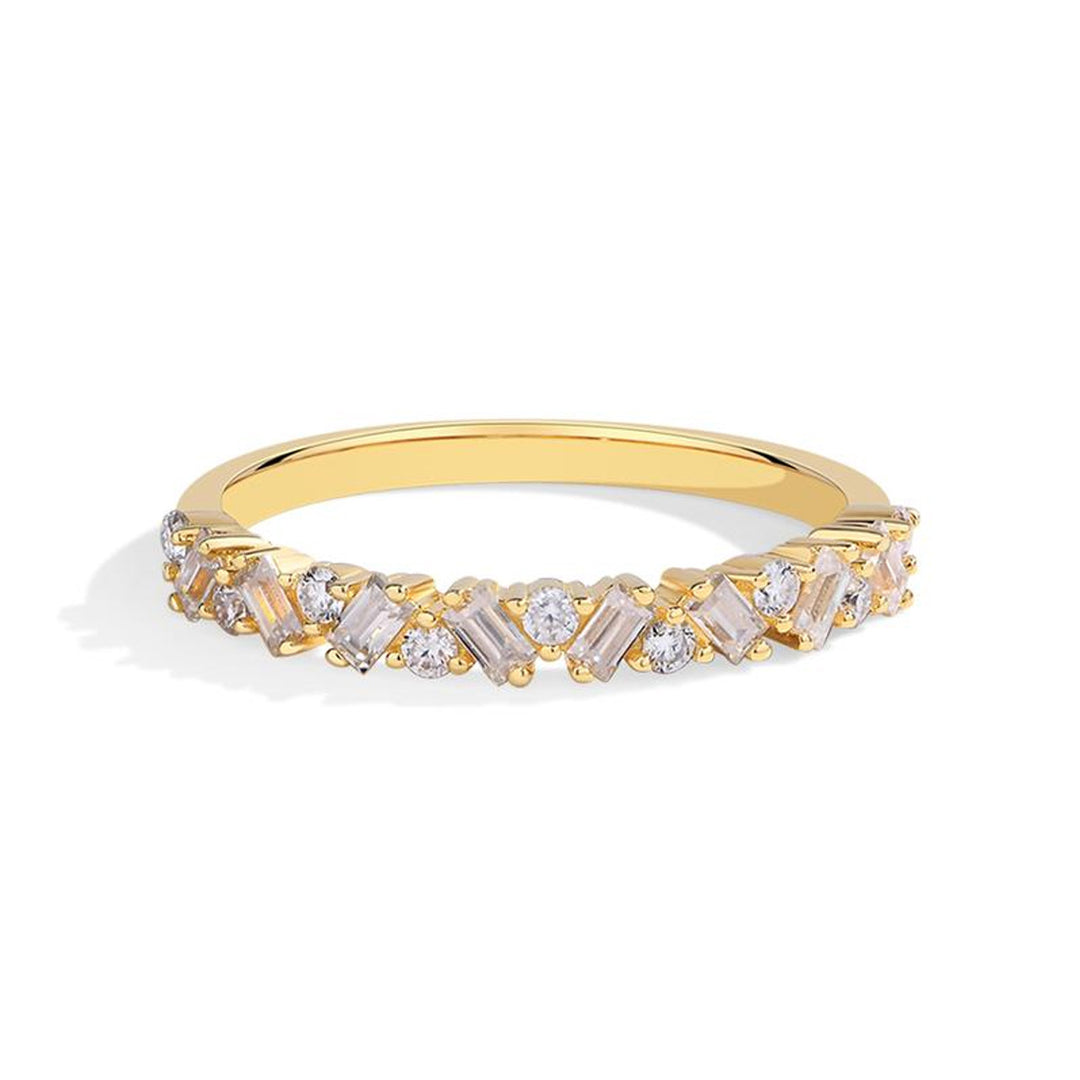 Marquise Twisted Engagement Ring Set, Vine Twist Main Ring & Baguette Eternity Band 2Pcs Stacking Wedding Rings Gold Silver Bridal Jewelry