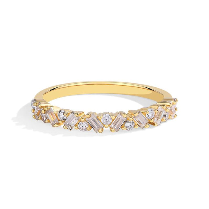 Marquise Twisted Engagement Ring Set, Vine Twist Main Ring & Baguette Eternity Band 2Pcs Stacking Wedding Rings Gold Silver Bridal Jewelry