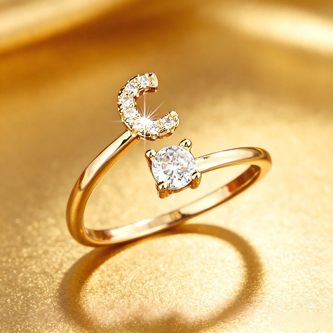 Initial Diamond Open Ring
