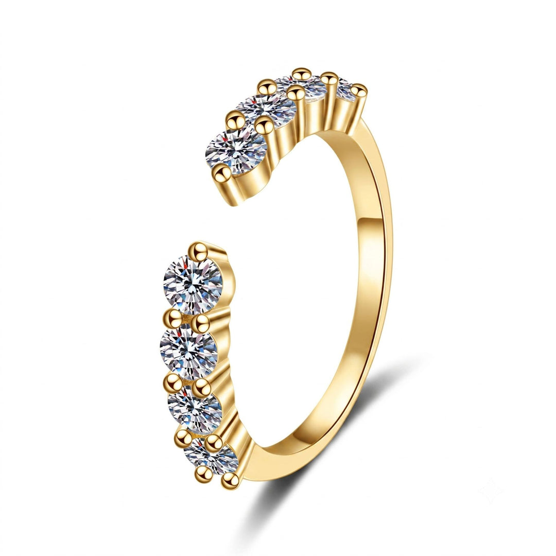Marquise‑Cut Main Diamond Double Stackable S925 Sterling Silver Ring,2‑Tone Available