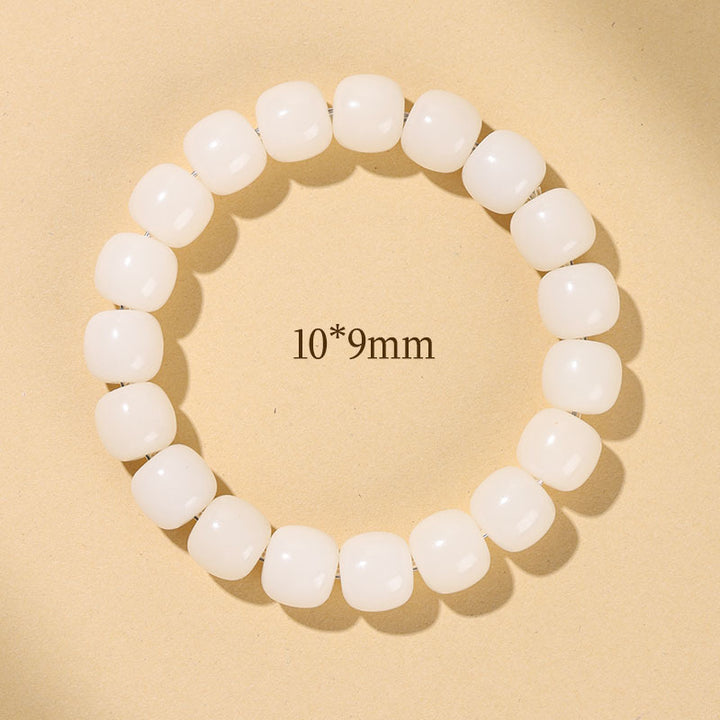 White Jade Old Barrel Bead Bracelet (Warm Elegant Playable Jewelry)