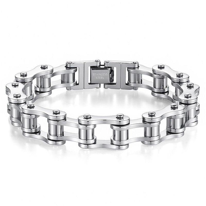 Motorcycle Chain Stainless Steel Bracelet (Men's Edgy Punk Style Titanium Steel Band)