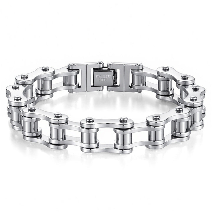 Motorcycle Chain Stainless Steel Bracelet (Men's Edgy Punk Style Titanium Steel Band)