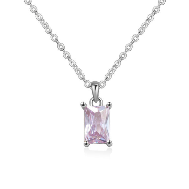 Multicolor Rectangular Diamond Pendant Necklace
