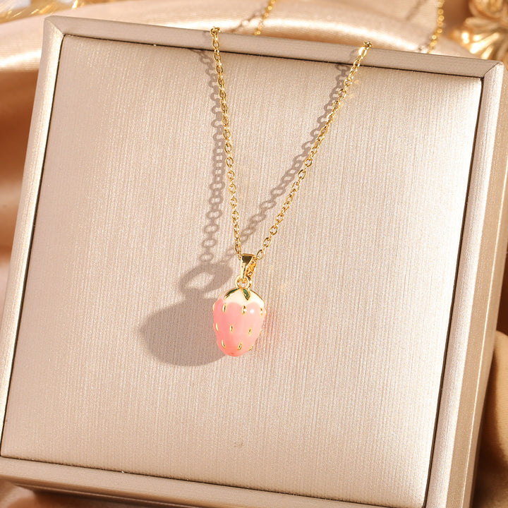 Sweet Cherry Pendant Necklace Collection (Gold Tone Delicate Chokers)