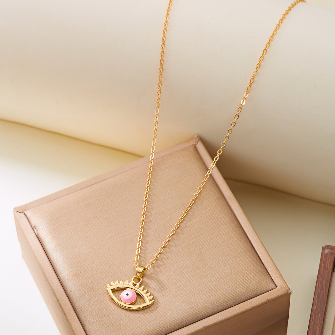 Retro Exotic Evil Eye Enamel Pendant Necklace