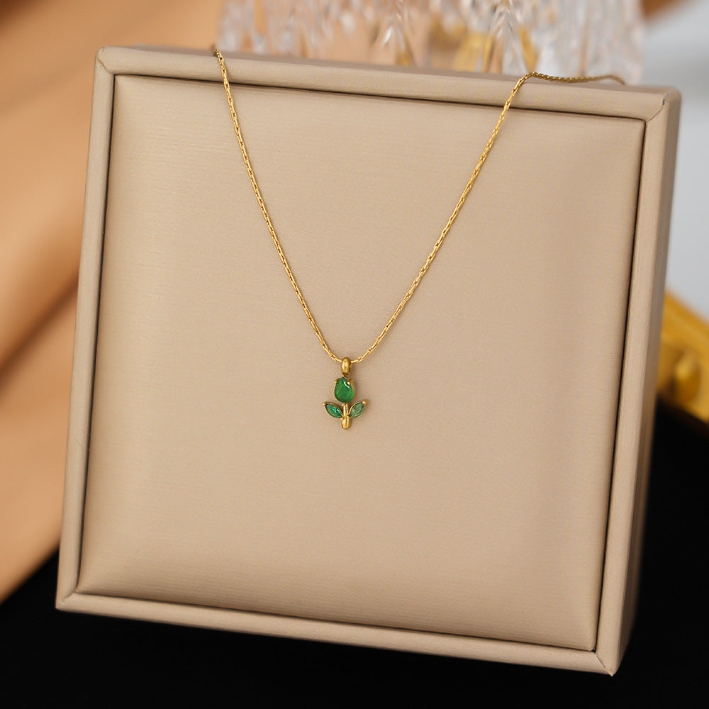 Mini Tulip Flower Pendant Necklace, Multiple‑Color Options